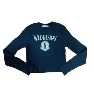 Girls Wednesday Adams Long Sleeve Black Top 10/12